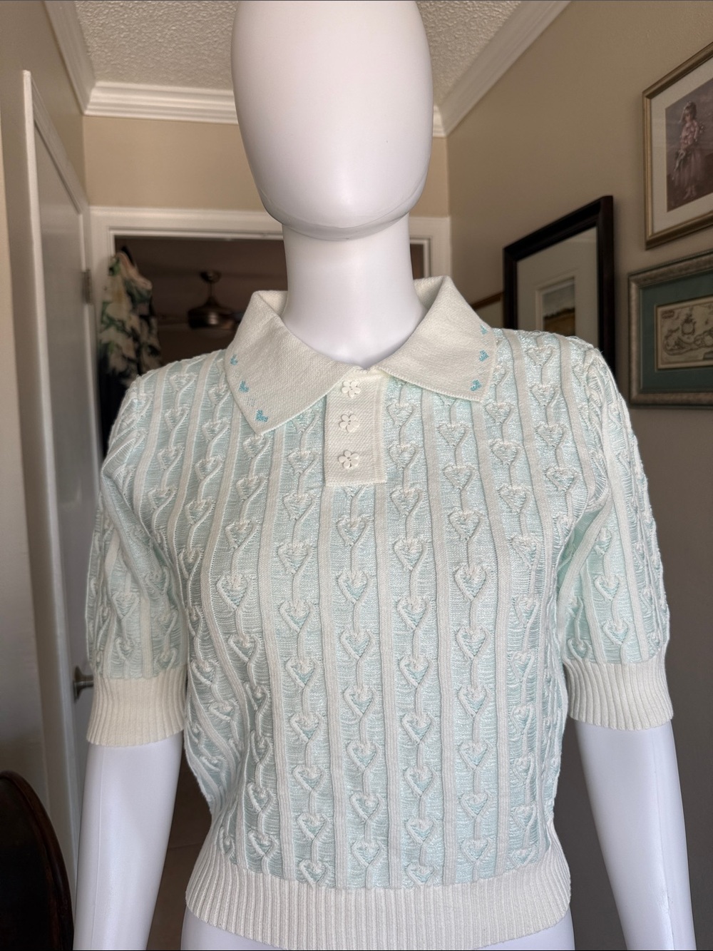 Polo Style shirt by At the Venue light blue and white Size M